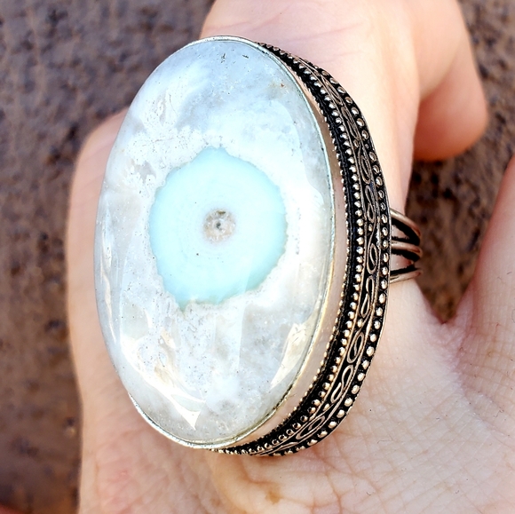 New Solar Quartz Agate 925 Silver Statement Ring. - Picture 8 of 16